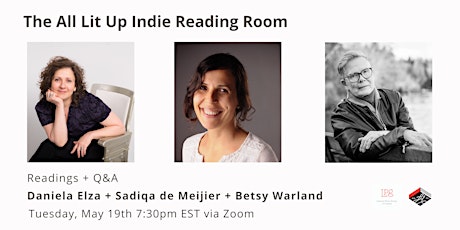 ALU Indie Reading Room w/ Daniela Elza, Sadiqa de Meijer, Betsy Warland primary image
