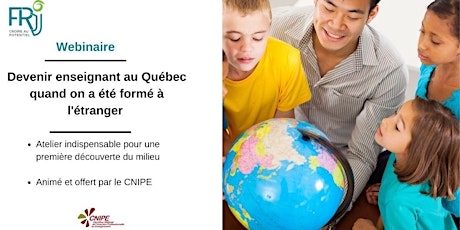 Webinaire " Devenir enseignant au Québec quand on a été formé à l'étranger primary image