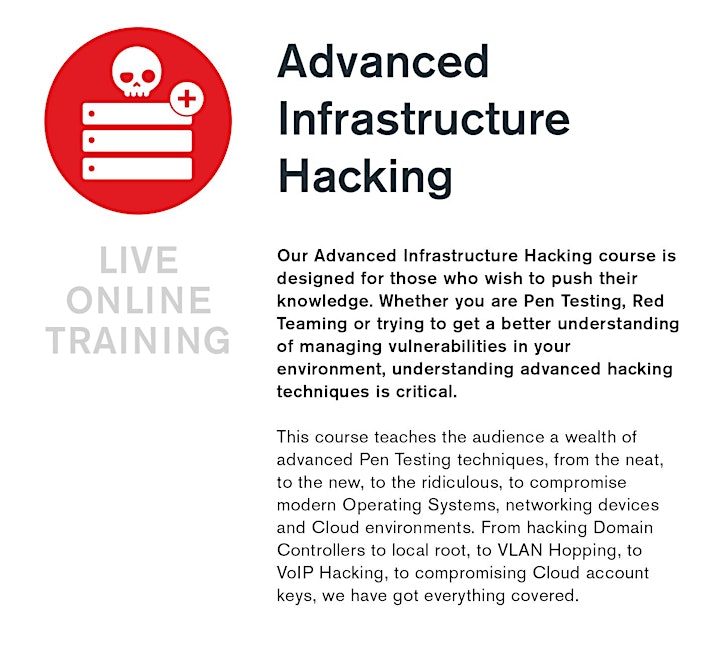 Advanced Infrastructure Hacking - Live Online Training image