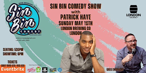 Image principale de Sin Bin Comedy Show at London Brewing Co with Patrick Haye