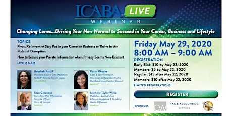 ICABA LIVE-Changing Lanes…Driving Your New Normal to  Succeed in Your Career, Business and Lifestyle primary image