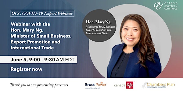 Rescheduled - Webinar with the Hon. Mary Ng, Minister of Small Business