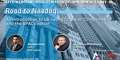 Road to NASDAQ for ASIAN Companies and SPACs (FREE Online Webinar) primary image