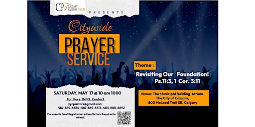 Citywide Prayer Service By Calgary Pastors Forum primary image