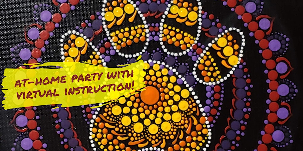 Paw Print Mandala Dot Painting With Virtual Instruction From Brush