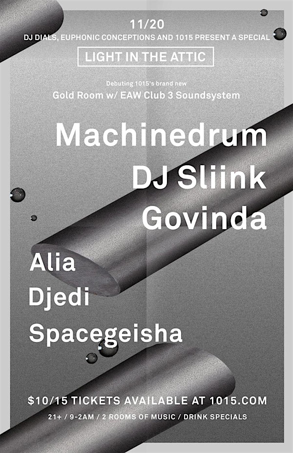 MACHINEDRUM + DJ SLIINK + GOVINDA at 1015 FOLSOM
