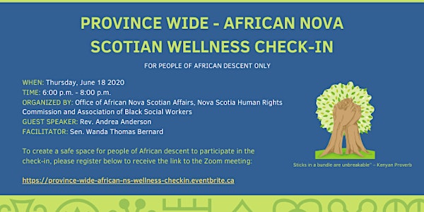 Province Wide African Nova Scotian Wellness-Check-In