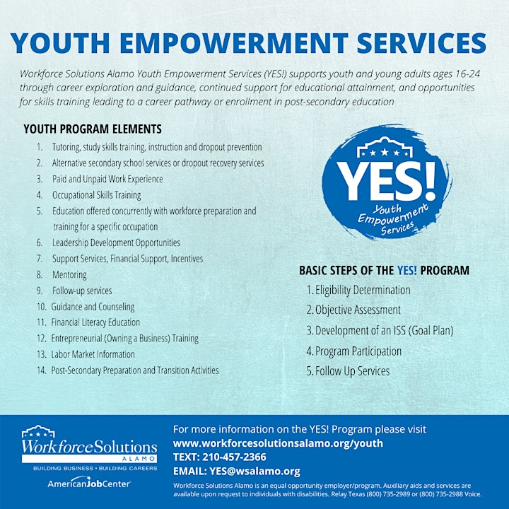 YES! PROGRAM 2022 TEXAS! Job Discovery & Careers Info Session(Youth 16-24) image