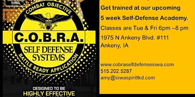 Imagem principal do evento 5 Week COBRA Self-Defense Academy