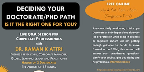 Deciding a Doctorate/PhD Path - Live Q&A for Corporate Professionals primary image