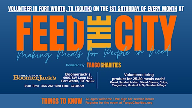 Primaire afbeelding van Feed The City Fort Worth (South): Making Meals for People In Need