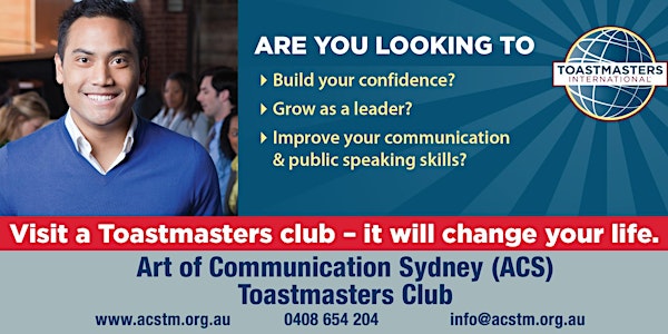 ONLINE EVENT: Art of Communication Sydney (ACS) Toastmasters Meeting