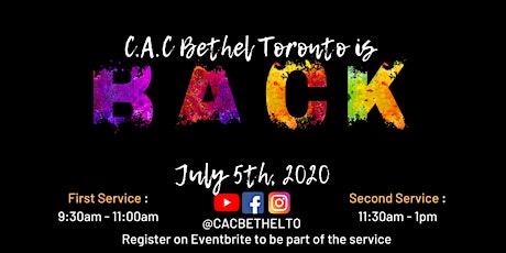 Essential Workers - First Service - C.A.C Bethel Toronto 9:30am - 11:00am primary image