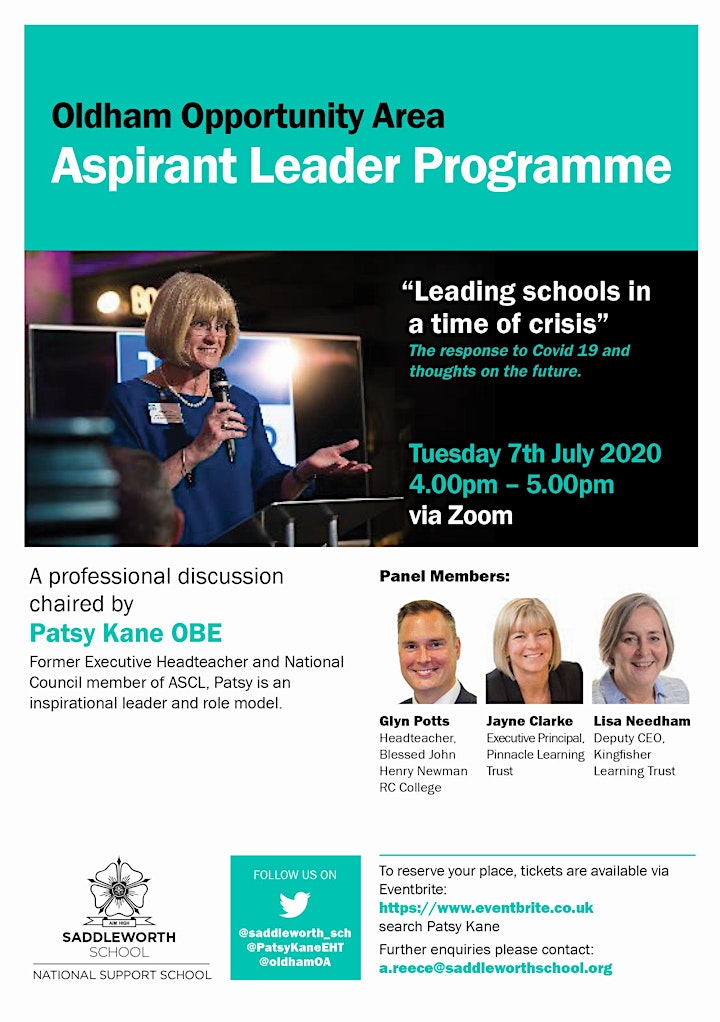 Aspirant Leader Programme - Tuesday, 7th July 2020 via zoom 4-5pm image