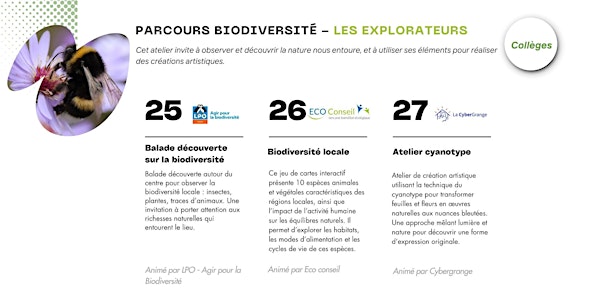 Parcours Biodiversité - Les Explorateurs - Collèges - G2