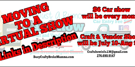 Moved to Virtual: NOT Just A Rumor Car Show : Craft and Vendor Show