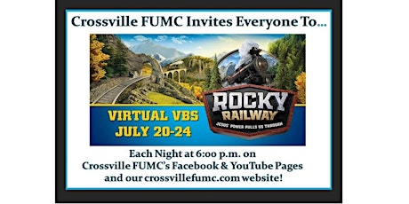 Crossville FUMC Online VBS - Free Everyone Everywhere!!! July 20-24 at 6 pm