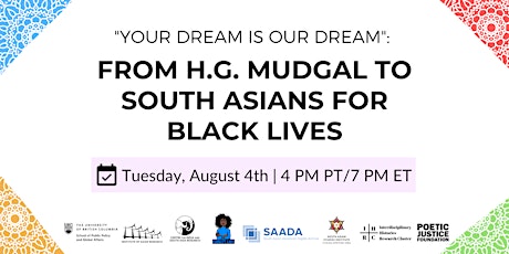 "Your Dream is Our Dream": From H.G. Mudgal to South Asians for Black Lives primary image