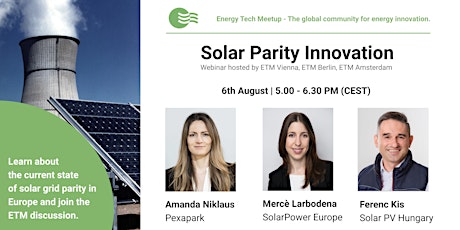 Hauptbild für SOLAR PARITY INNOVATION a webinar by EnergyTechMeetup