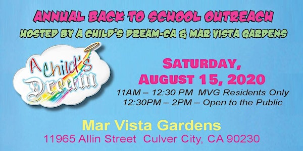 VOLUNTEER APPLICATION: A CHILD'S DREAM-CA:  BACK TO SCHOOL GIVE-AWAY 2020