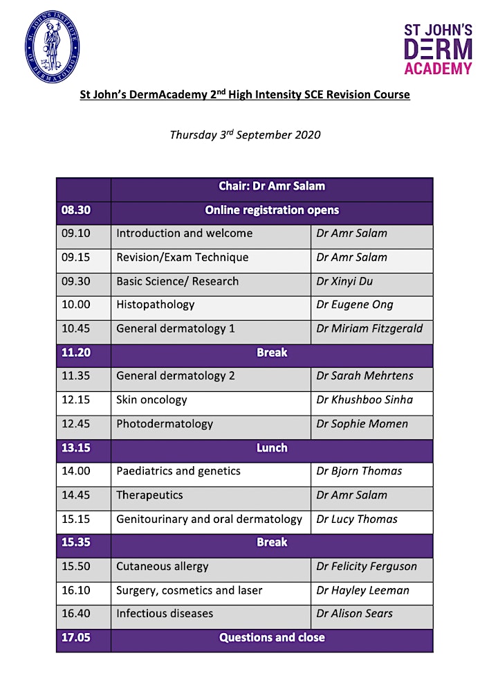 *VIRTUAL COURSE* St John's DermAcademy 2nd High Intensity Dermatology SCE Revision Course image