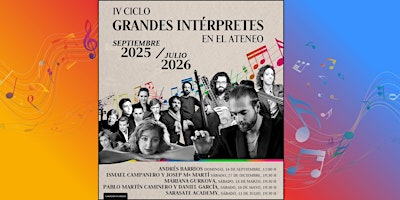 Image principale de ABONO 5 CONCIERTOS - IV CICLO "GRANDES INTÉRPRETES EN EL ATENEO".