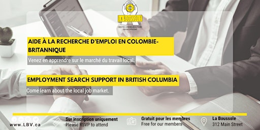 Info-session : Aide à la recherche d'emploi en Colombie-Britannique primary image