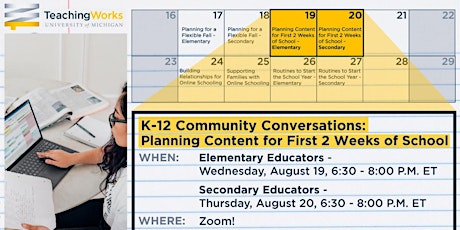 K-12 Community Conversations: Planning Content for First 2 Weeks of School primary image