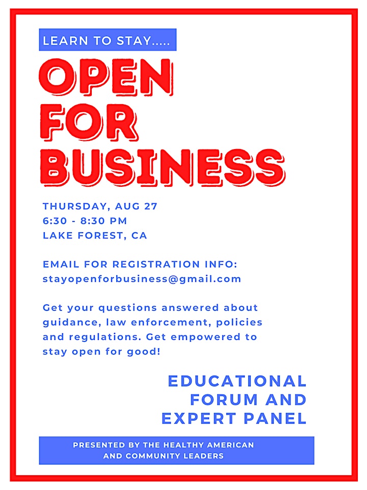 
		OPEN FOR BUSINESS Educational Forum image
