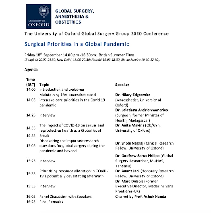 OUGSG 2020 Conference: Surgical Priorities in a Global Pandemic image