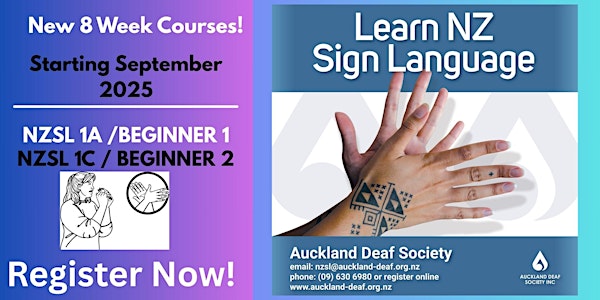 NZ Sign Language, NEW 8 Week NZSL 1A Course, Thursday evenings, Flatbush