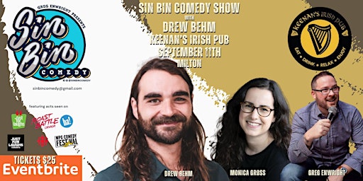 Image principale de Sin Bin Comedy Show with Drew Behm at Keenan's Irish Pub - Milton