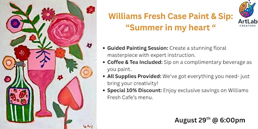 Image principale de Williams Fresh Cafe Paint & Sip: "Summer in my heart"