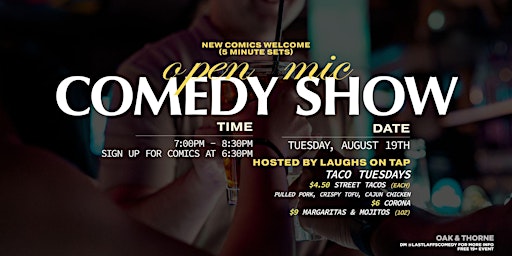 Imagen principal de Open Mic Comedy Show at Oak & Thorne