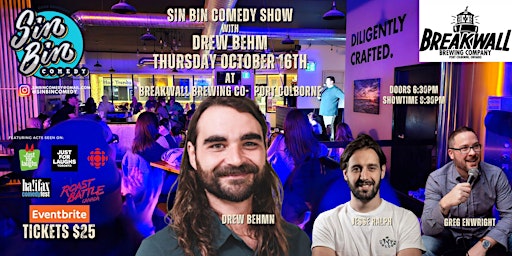 Image principale de Sin Bin Comedy Show with Drew Behm at Breakwall Brewing Co