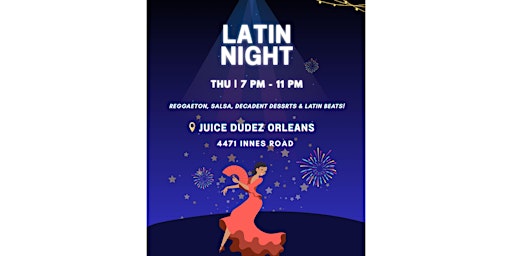 Image principale de Fiesta Latina at Juice Dudez Orleans – Dance, Juices & Desserts