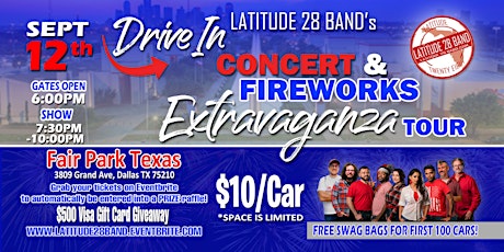 Latitude28's Drive-In Concert & Fireworks Extravaganza! (Dallas, TX) primary image