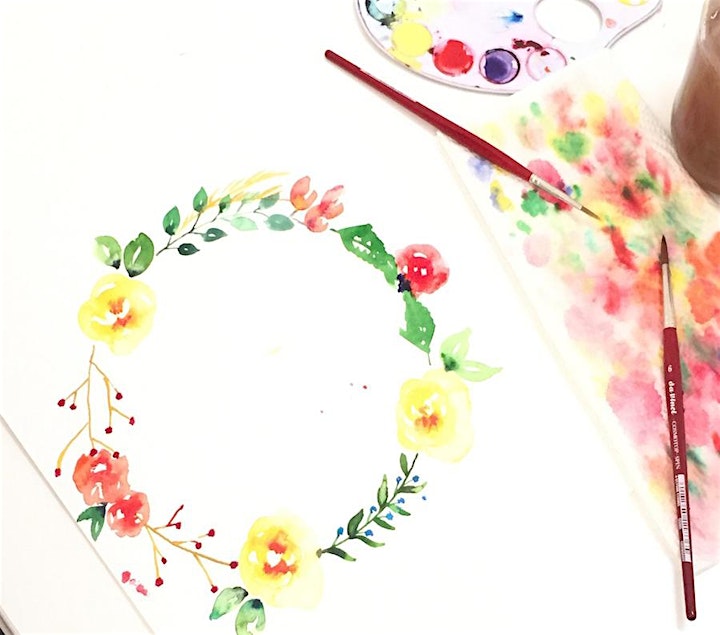 Florales Aquarellmalen - mit Pinselschrift: Bild