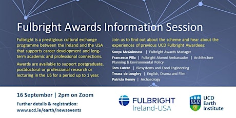 UCD Earth Institute Fulbright Awards Info Session primary image