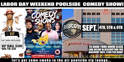 Labor Day Weekend Comedy Show, Out Door Pool side, Three Nights Social Dist primary image