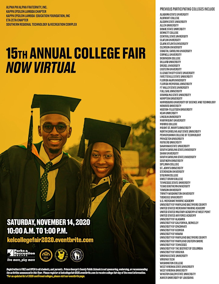 2020 15th Annual "Go to High School, Go to College" Virtual College Fair image