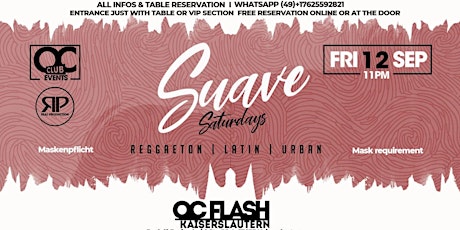 Oc Club Events present Suave Saturdays - 12th. September
