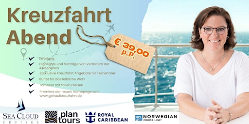 Image principale de ✨ Kreuzfahrt-Abend mit Sea Cloud, Plantours, NCL und Royal Caribbean ✨