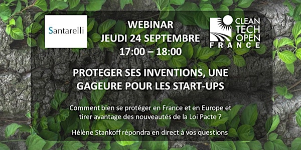 WEBINAR: Protéger ses inventions, une gageure pour les startups