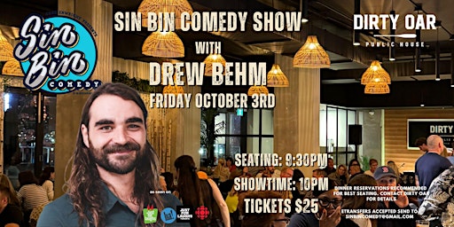 Image principale de Sin Bin Comedy Show at Dirty Oar Public House with Drew Behm