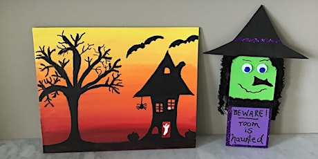 Kid’s Halloween Crafts - Silhouette Painting and Witch Door Knob Hanger primary image
