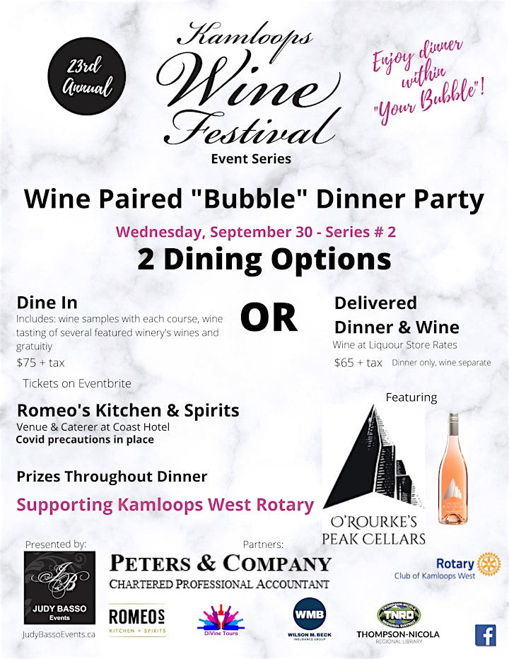 Kam Wine Festival - #2  Wine Paired "Bubble" Dinner Party - DINE IN OPTION image