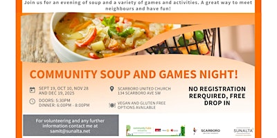 Image principale de Community Soup and Game Night!