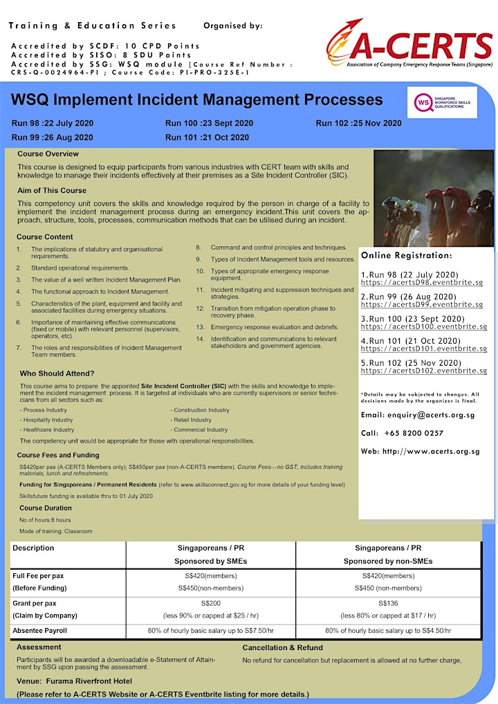 A-CERTS: WSQ Implement Incident Management Processes (1 Day) Run 101 image