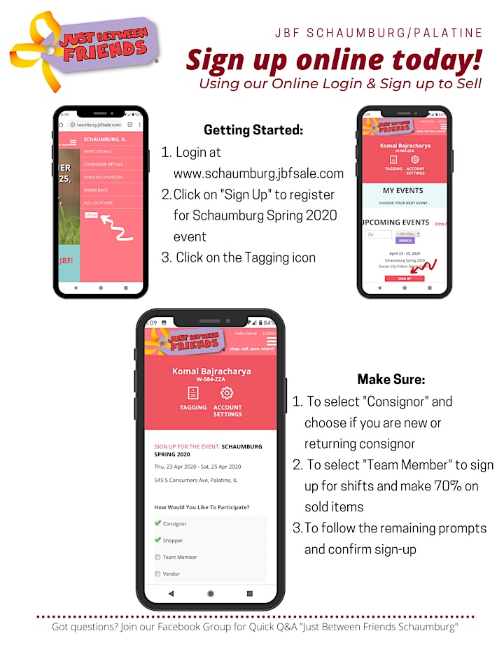Consignor Registration/Drop off times for JBF Schaumburg SPRING 2021 Sale image